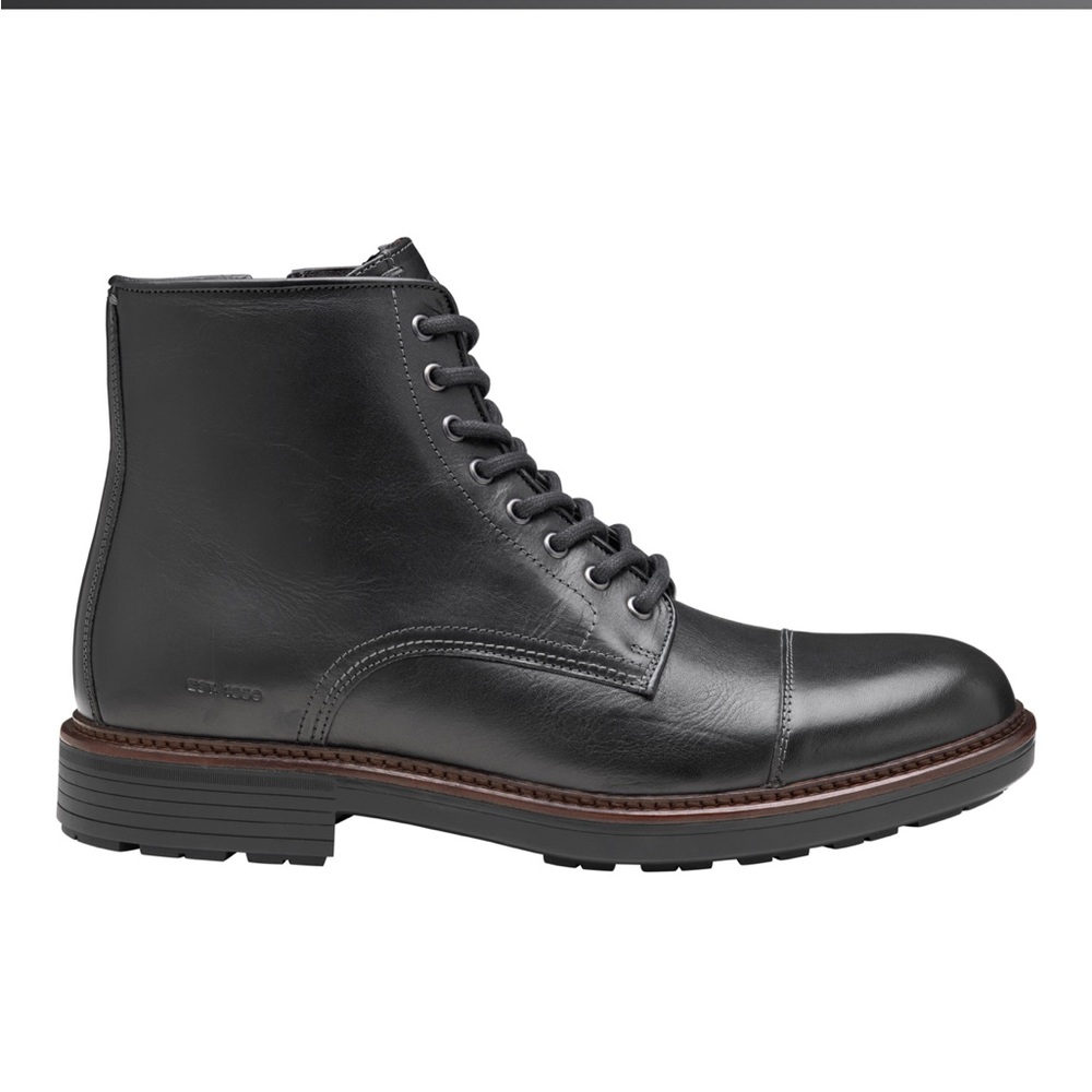 JOHNSTON & MURPHY MEN'S LATHAM CAP TOE Black Leather Men's Boots size 11